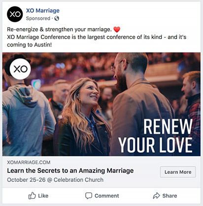 Facebook Church Ads Example.