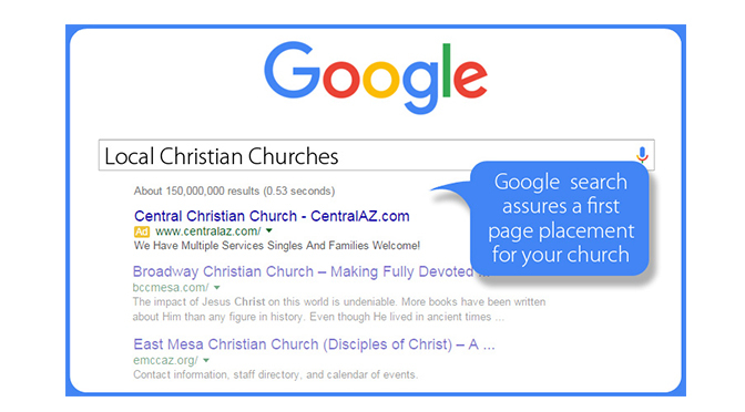 google search for churches