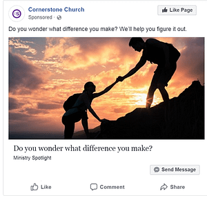 Church facebook ad millennial focus group ad