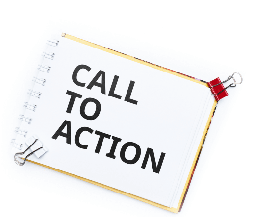 'Call to action' message on piece of paper
